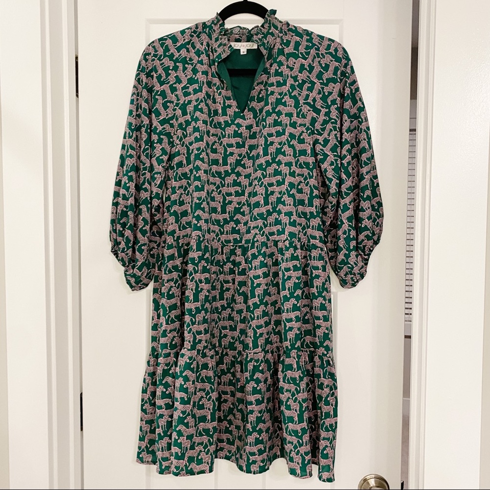 Green Zebra Flare Tiered Dress — Joy Joy